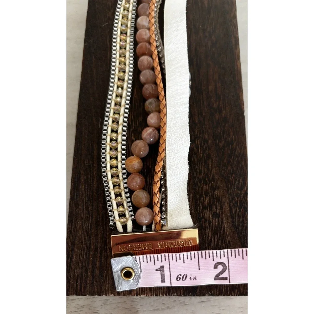 Victoria Emerson Boho Cuff Bracelet Magnetic Clasp‎ Multi Strand Beads Jewelry